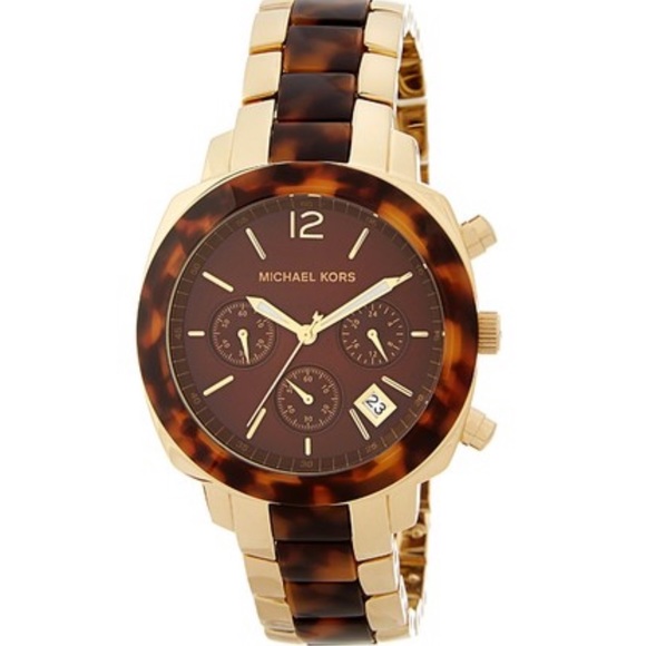 Michael Kora MK-5246 Tortoise Gold Tone Watch